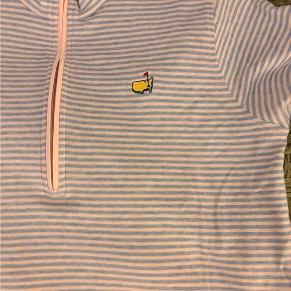 Masters Magnolia Pink & White Striped Half-Zip Pullover with Yellow Whale Emblem - Picture 3 of 5